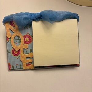 NWOT Custom Creation Kraft Notepad with Blue Organza Ribbon